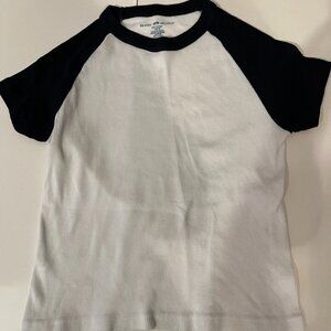 Youth Brandy Melville White and Blue Short Sleeve Cotton Shirt 💗